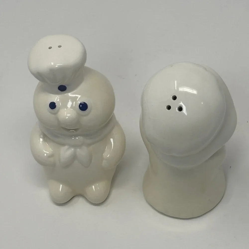Vintage Pillsbury Doughboy Poppie Fresh Salt and Pepper Shakers Ceramic White